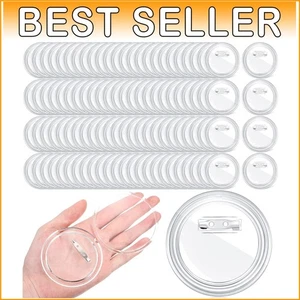 200 Pack Acrylic Clear Button Pins – Crafting Essentials for DIY Photo Badges - Picture 1 of 9