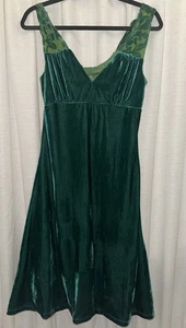 ModCloth Medium Green Velvety Party Dress Empire Waist Drape Back - Picture 1 of 13