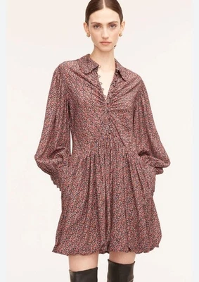 Rebecca Taylor Whisper Roseen Fleur Silk Shirt Mini Dress Size 10 NWT $395 - Image 1 of 4