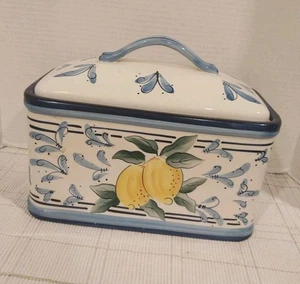 Vintage Steinelit Inspirado Zitronen Design Brotkasten/Keksdose Landhaus Kern - Bild 1 von 8