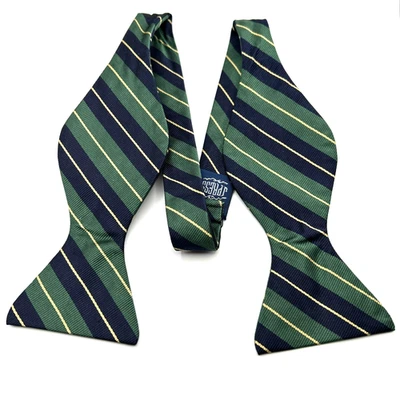 Vintage J. "Pajarita Press para hombre verde amarillo azul Repp 100 % seda hecha en Reino Unido 2,75""" Foto 1 de 4