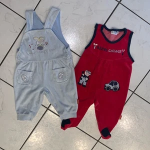 2 Baby Strampler, Gr.68, Nicky hellblau/rot - Bild 1 von 1