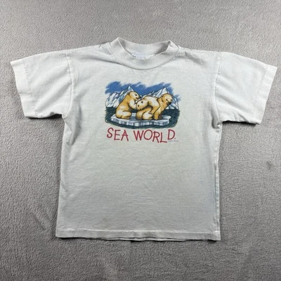 Camiseta blanca vintage Sea World niños jóvenes talla 4T Ocean Orcas Whales 1993 Foto 1 de 4