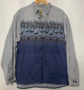 Cabelas Deerskin Soft Chamois Shirt Mens XL Southwestern Deer Print Aztec AOP - Picture 1 of 7