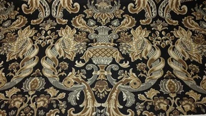 BALLARD DESIGNS PALOMAR BLACK KRAVET FLORAL VASE 100% LINEN FABRIC BY THE YARD - Picture 1 of 5