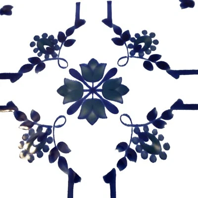 AZULEJO ARTÍSTICO CERÁMICO JAPONÉS 6X6 BLANCO AZUL DISEÑO TRENZADO FLORAL ELEVADO Foto 1 de 4