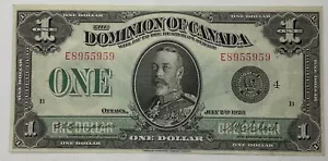 1923 Dominion of Canada $1 One Dollar Campbell Clark 4B Note Black Seal - Picture 1 of 5