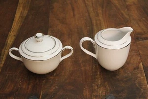 NORITAKE Whitescape STONELEIGH Creamer & Sugar Bowl - Free Shipping - Imagen 1 de 11