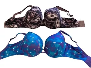 2 Cacique Womens Boost Plunge Lightly Lined Full Coverage Bras 40G Floral Star - Picture 1 of 15