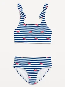 Old Navy Kid Girls Printed Tie-Knot Bikini Swim Set Size Small (6-7) or XXL (18) - Picture 1 of 1