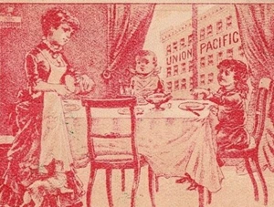  Mesa de cena Trade Victorian Card Union Pacific Tea Co madre niños y gatos - Imagen 1 de 4