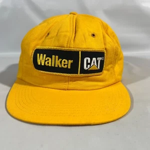 Vtg Walker Caterpillar Tonkin Yellow Trucker SnapBack Foam Hat Made USA - Picture 1 of 11