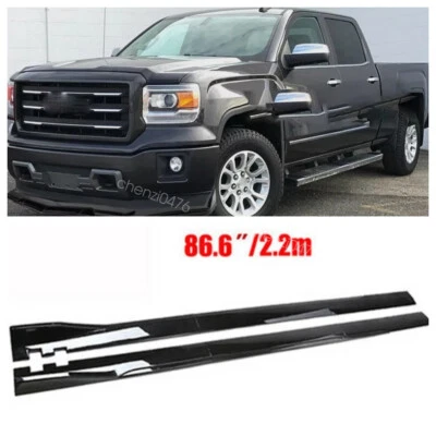 For GMC Sierra 1500 Side Skirt Rocker Panel Lip Splitter Gloss Black US - Image 1 of 4