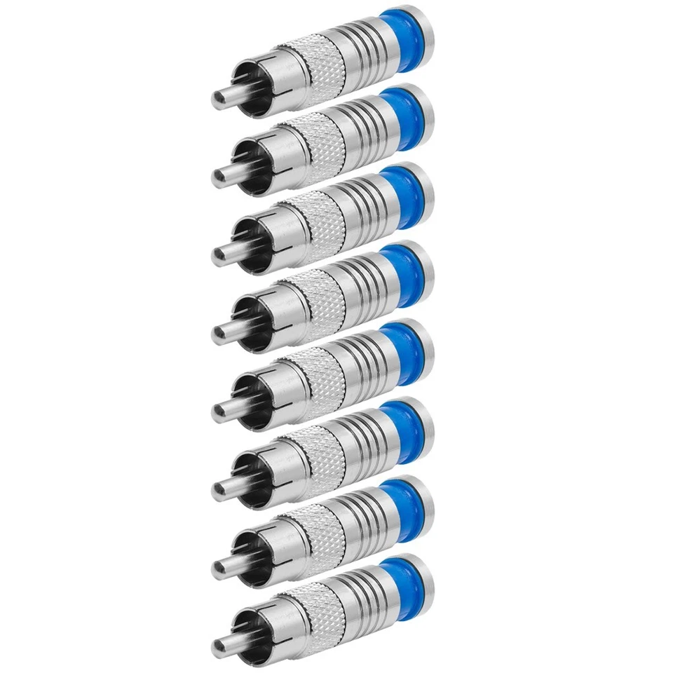 8 Pcs RCA Male Compression Connector RG59 Coax Coaxial Audio Video Cable Adapter - Image 1 of 3