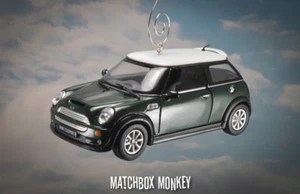 Deluxe Hard Top Austin Mini Cooper S Christmas Ornament 1/28th BMW 2 Door Green - Picture 1 of 10