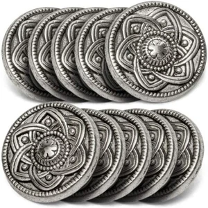 10 Knöpfe aus Metall mit Blumen Ø ca. 15mm, Lochgröße: 2,2 mm, Farbe: antik - Bild 1 von 5