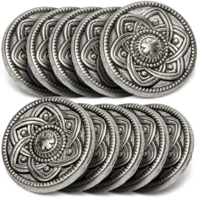 10 Knöpfe aus Metall mit Blumen Ø ca. 15mm, Lochgröße: 2,2 mm, Farbe: antik - Bild 1 von 4