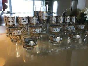 Vintage "Culver 22K gold trim" mid-century Greek Roman 13 pc glasses set - Picture 1 of 4