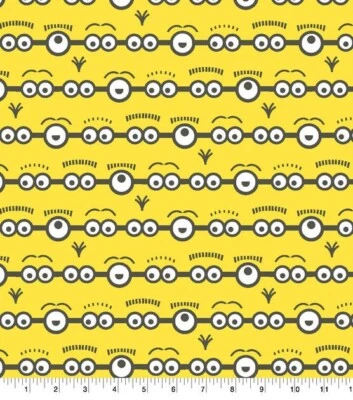 Minion Eye Stripe on Yellow Fabric by Springs Creative, BTHY, Despicable Me - Image 1 of 4