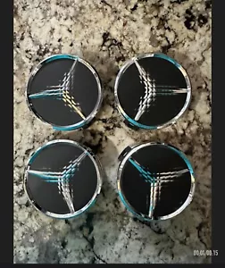 75mm x 4 Wheel Center Hub Caps Emblem NEW Fit For Mercedes C E S Black Badge - Picture 1 of 1
