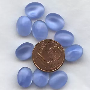 24V *** 100 cabochons anciens en verre (fond bombé) ovales10x8mm BLEU - Picture 1 of 3