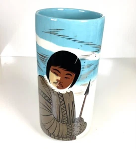 Jarrón esquimal inuit MCM Matthew Adams Alaska No. "127A vintage firmado 11,75""H" - Imagen 1 de 8