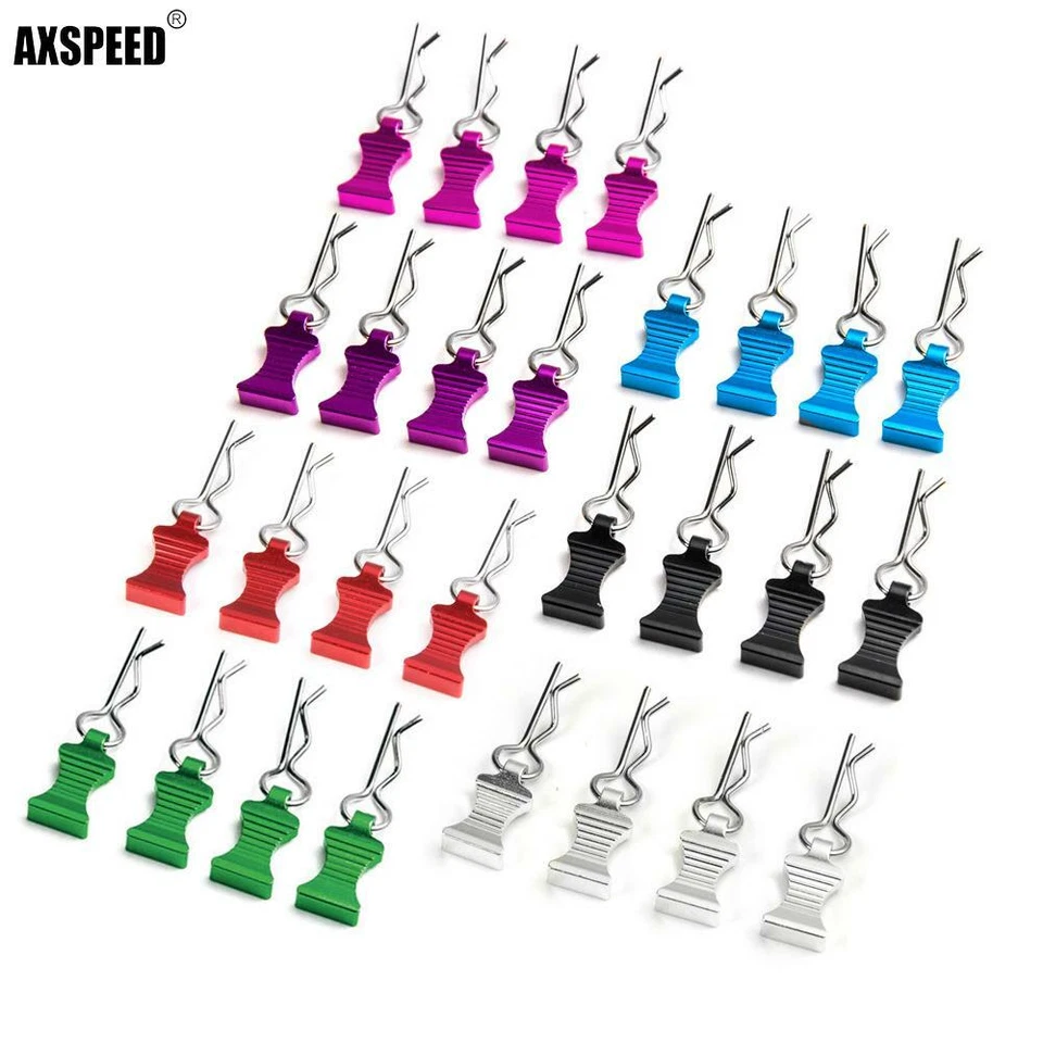 4Pcs R-type Body Shell Clips Pin with Aluminum Mount for 1/8 1/10 1/12 RC Cars - Image 1 of 4