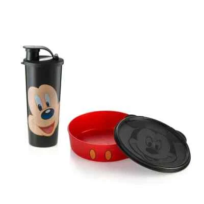 NOVO TUPPERWARE conjunto de almoço mickey mouse 2 peças copo tigela lanche refeição preparação frete grátis - Imagem 1 de 3