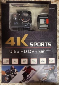 4K WI-FI ACTION CAMERA SPORTS CAM. UKTRA HD DV. WATER RESISTANT 30M. - Picture 1 of 3