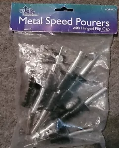 Metal Speed Pourers with Hinged flip Cap Set of 12 stainless steel finish NEW - Picture 1 of 3