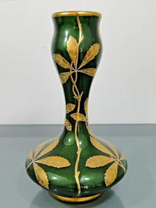 Jarrón, Harrach, fábrica de vidrio, Nuevo Mundo, Bohemia, vidrio, dorado, esmalte, Art Nouveau, alrededor de 1900 - Imagen 1 de 12