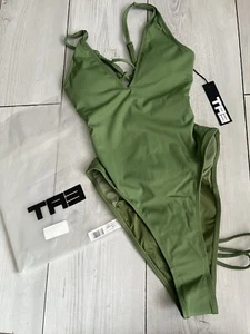 TA3 HI CUT PLUNGEY SWIMSUIT ONE PIECE XS REGULAR/LONG ARMY GREEN SOLD OUT STYLE - Picture 1 of 7