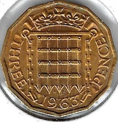 1963 Great Britain Brilliant Uncirculated 3 Pence QEII Coin! - Image 1 of 2