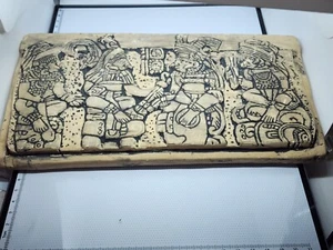 Altar COPAN SEATED RULERS 250-900 AD Stone Wall Plaque Made in Mexico 10" X 5" - Picture 1 of 6
