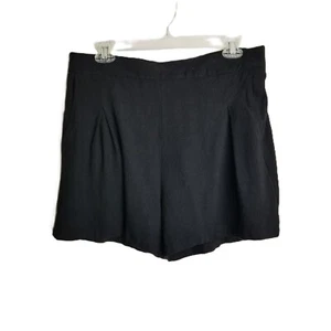 Pantalones Cortos Plisados de Tiro Alto Mezcla de Lino Negro XL Verano Minimalista Chic Informal - Imagen 1 de 8