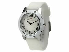 NEW Bernoulli 9725 Men's Electra Roman Numeral Guilloche Dial White Rubber Watch