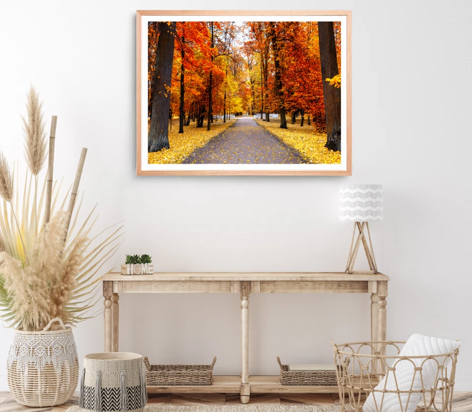 Nature Park Print, Autumn Trees Wall Art, Forest Framed Nature Wall Art,Natural - Image 1 of 1