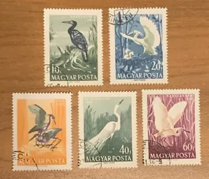 HUNGARY 1959 SET OF 5 STAMPS WATER BIRDS Scott #'s 1233-37 USED NICELY CENTERED - Picture 1 of 2
