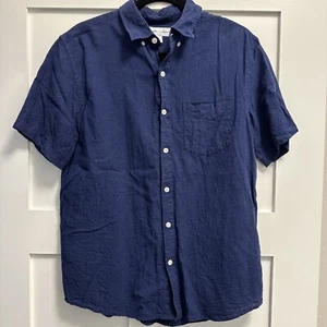 Old Navy Mens Shirt Medium Relaxed Fit Short Sleeve Button Down Blue - Picture 1 of 3