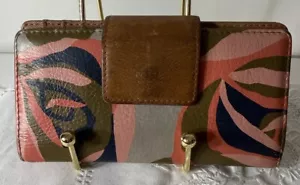 FOSSIL women's Leather Wallet pre-owned Multicolour Tan - Picture 1 of 9