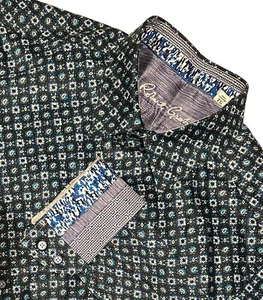 Robert Graham HERREN Hemd schwarz winzig Blumen Kontrast Flip Cuff XL - Bild 1 von 8