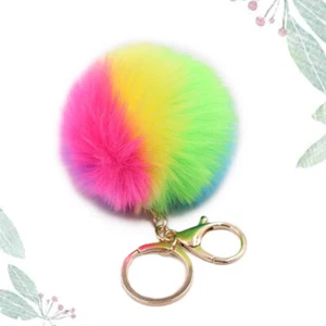 Plüsch Schlüsselanhänger Anhänger Telefonbehang Regenbogen bunt Ornament Kugel - Bild 1 von 11