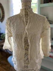 1910s Edwardian Victorian Bodice Blouse Top Net Lace Shirt Embroidery Amazing!! - Picture 1 of 10