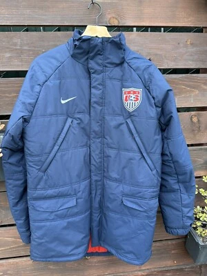 Vtg Nike Team USA Soccer Olympics Parka Stadium Bench Jacket Lined Puffer M - Image 1 of 4