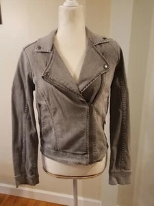 Lucky Brand Women Size Small Moto Gray Denim Jacket New with tags - Picture 1 of 8