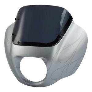 Front Headlight Fairing For Harley Softail Street Bob 18+ Barracuda Silver Denim - Picture 1 of 6