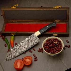 Kitchen Chef Knife 12 inch, Handmade Stainless Steel feather etching with Box - Picture 1 of 3