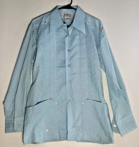 Camisa de vestir Romani de punto único para hombre de manga larga guayabera de 4 bolsillos de punta única - Imagen 1 de 8