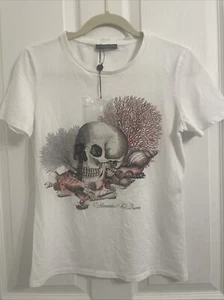 Alexander McQueen Women Graphic Print Art Skull Tee Size 38 Italy/ XS In US - Picture 1 of 12