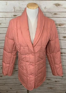 Vintage Womens White Stag Pink Quilted Duck Down Coat Jacket Size 6 - Picture 1 of 7
